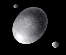 artist's impression of 2003 EL61 and its two moons