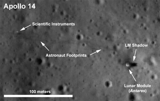 Apollo 14 landing site imaged by the Lunar Reconnaissance Orbiter from orbit