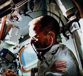 Walter Cunningham aboard Apollo 7