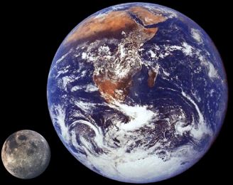 Sizes of Earth and Moon compared