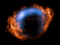G1.9+3.0. Image credit: X-ray (NASA/CXC/NCSU/S.Reynolds et al.); radio (NSF/NRAO/VLA/Cambridge/D.Green et al.)
