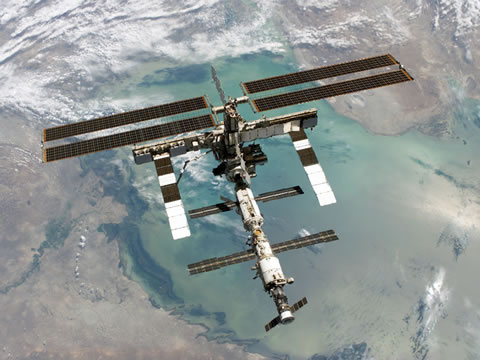 International Space Station from shuttle Discovery in 2006