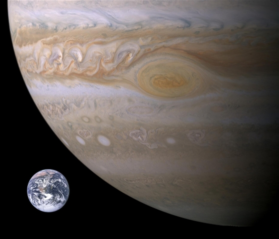 Jupiter and Earth compared