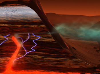 Artist's concept of how methane might be formed on Mars geologically