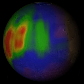 Map of methane concentrations on Mars