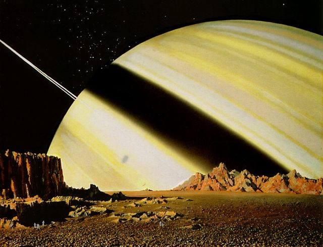 Mimas as depicted by Chesley Bonestell