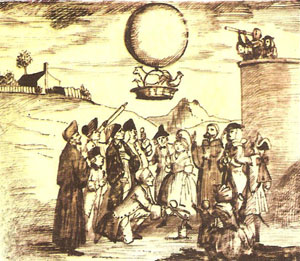 Montgolfier balloon carrying animals