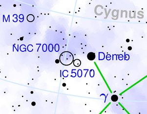 location of NGC 7000 in Cygnus