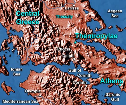 map of Greece showing location of Thermopylae