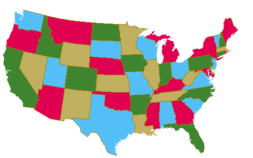 four-color map of USA