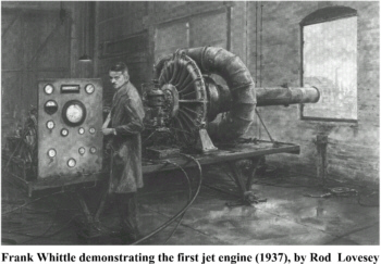 Whittle testing the first jet engine in 1937