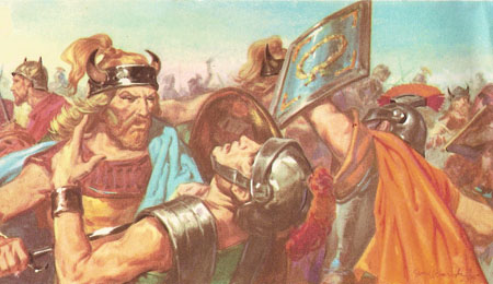 Battle between the Romans and Picts at Mons Graupius