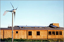 building powered by hybrid solar and wind electric system