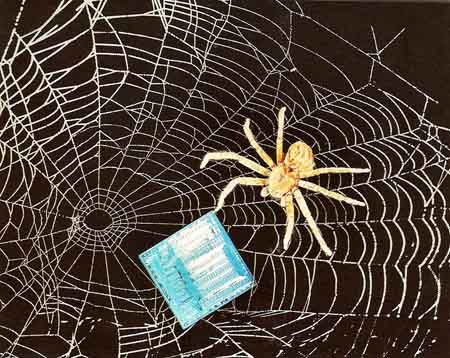 silicon chip on a spider's web
