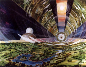 interior of cylindrical space colony
