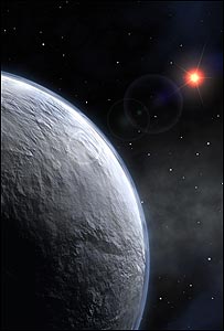 artist impression of an icy super-earth
