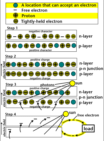 amorphous silicon solar cell. diagram of a solar cell