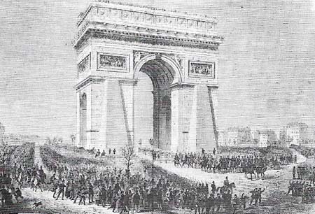 The entry of Prussian troops into Paris at the end of the Franco-Prussian War of 1870-1871