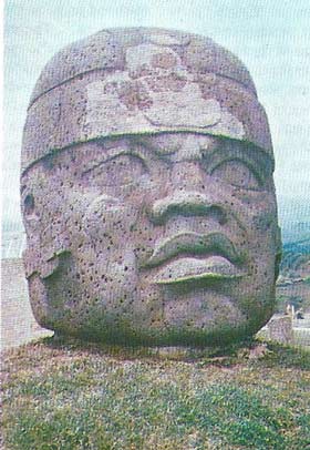 This giant head of the Olmec period, found at San Lorenzo Tenochtitlan near the Gulf Coast of Mexico, dates from about 1200–900 BC. Several such heads were found at the site, and others are known from La Venta and a number of smaller sites including the early Laguna de los Cerros.