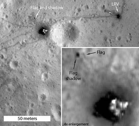 An image of the Apollo 16 landing site from Lunar Reconnaissance Orbiter