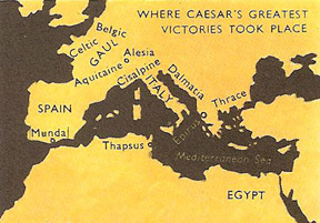 map of Julius Caesar's greatest victories