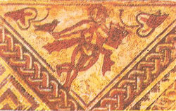 Part of a mosaic        floor from Chedworth depicting Spring