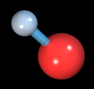 ball-and-stick model of the hyroxyl group