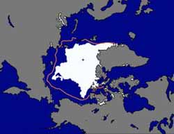 The minimum level of cover in 2011 is far below the average of 1979-2000. Image credit: NSIDC