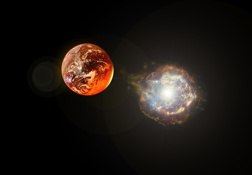 Earthlike planet near a supernova