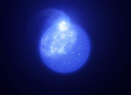 Artist's impression of a sdB star, a subdwarf B star, a giant hot spot.