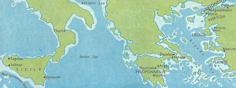 Map of the places visited by Alcibiades