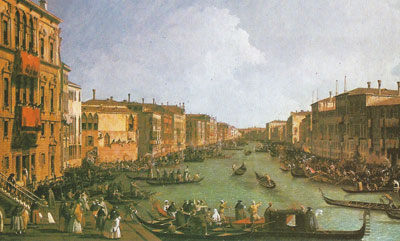 The Grand Canal at Venice was a favorite subject of the Venetian painter Canaletto