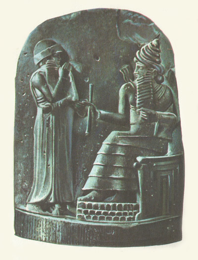 Hammurabi receiving his laws from the Shamash detail from the stele on which they were written