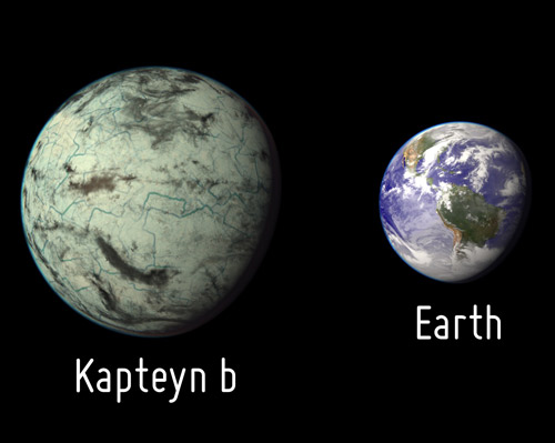 Size comparison of Kapteyn b and Earth