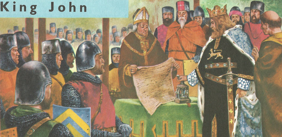 King John, sullen and resentful, attaches the Great Seal to Magna Carta