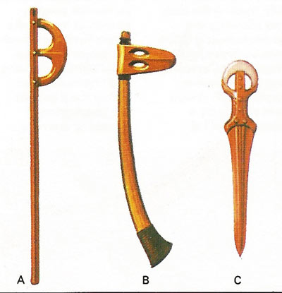 Early metal implements.