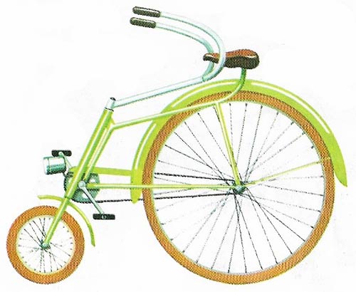 The Velocino bicycle, made in Italy in the mid-1930s, was an attempt at a compact design that was easy to store and carry.