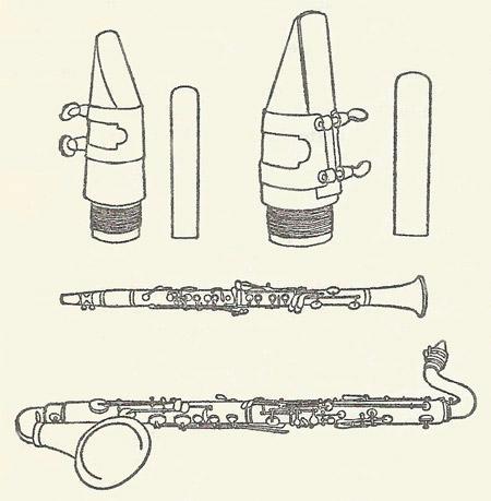 Clarinet and bass clarinet and their mouthpieces and reeds