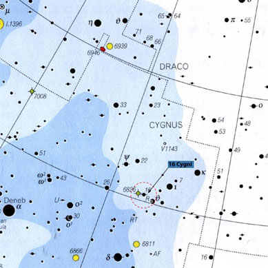 location of 16 Cygni B