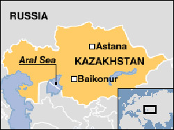 map of Kazakhstan showing location of Baikonur
