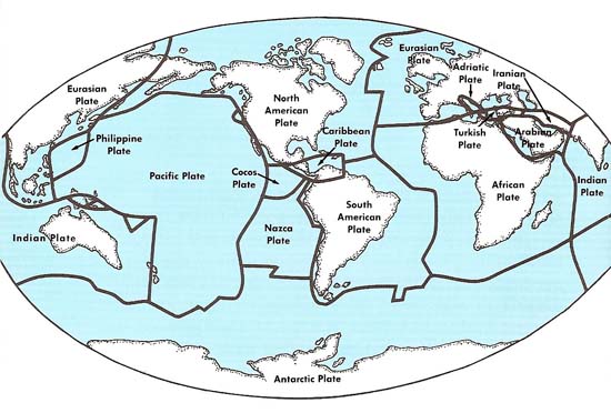 the Earth's major crustal plates