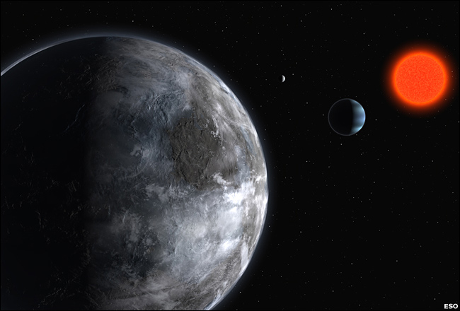 artist's impression of Earthlike planet orbiting Gliese 581