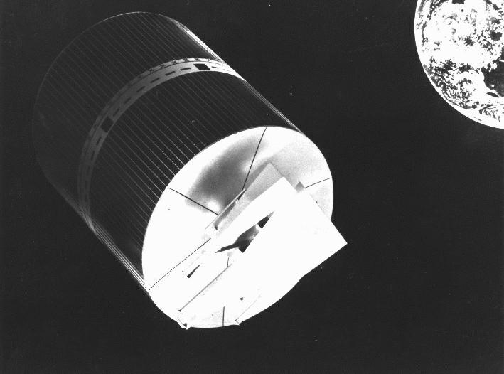 Artist's concept of a NATO-3 satellite 
            in orbit