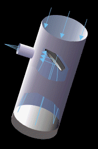 Newtonian telescope, cutaway view