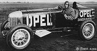 The Opel-RAK 1 car, with Kurt Volkhart at the wheel