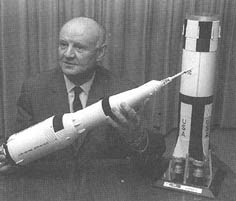 Arthur Rudolph with a model of the Saturn V