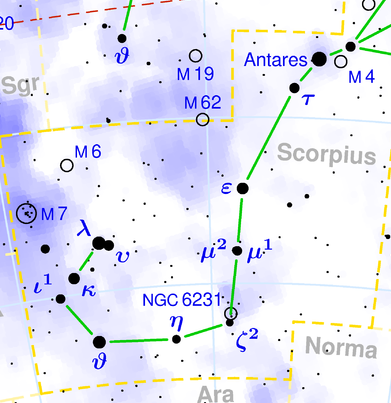 part of Scorpius, showing Theta Scorpii