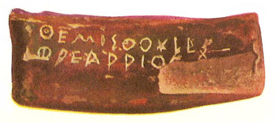 ostrakon inscribed 'Themistocles Phrearrios'