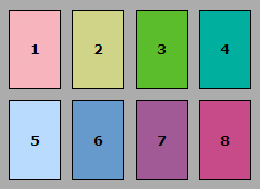 Eight standard color samples used in the yest-color method for measuring and specifying the color rendering properties of light sources. Adapted from the IESNA Handbook