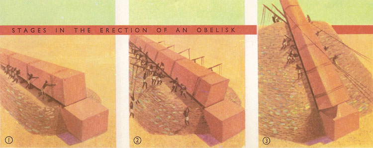 stages in the erection of an obelisk